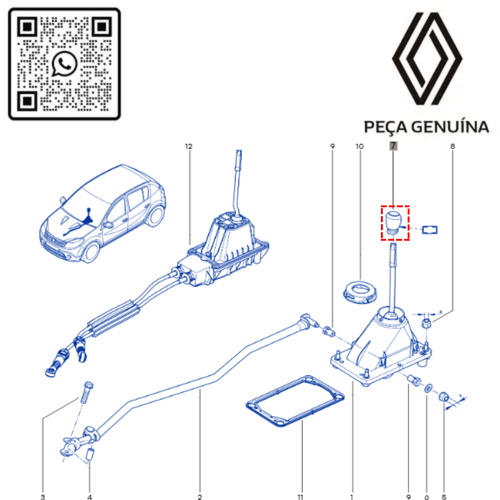 RN 57887R 328657887R Manopla Cambio Renault Sandero Logan Duster 4